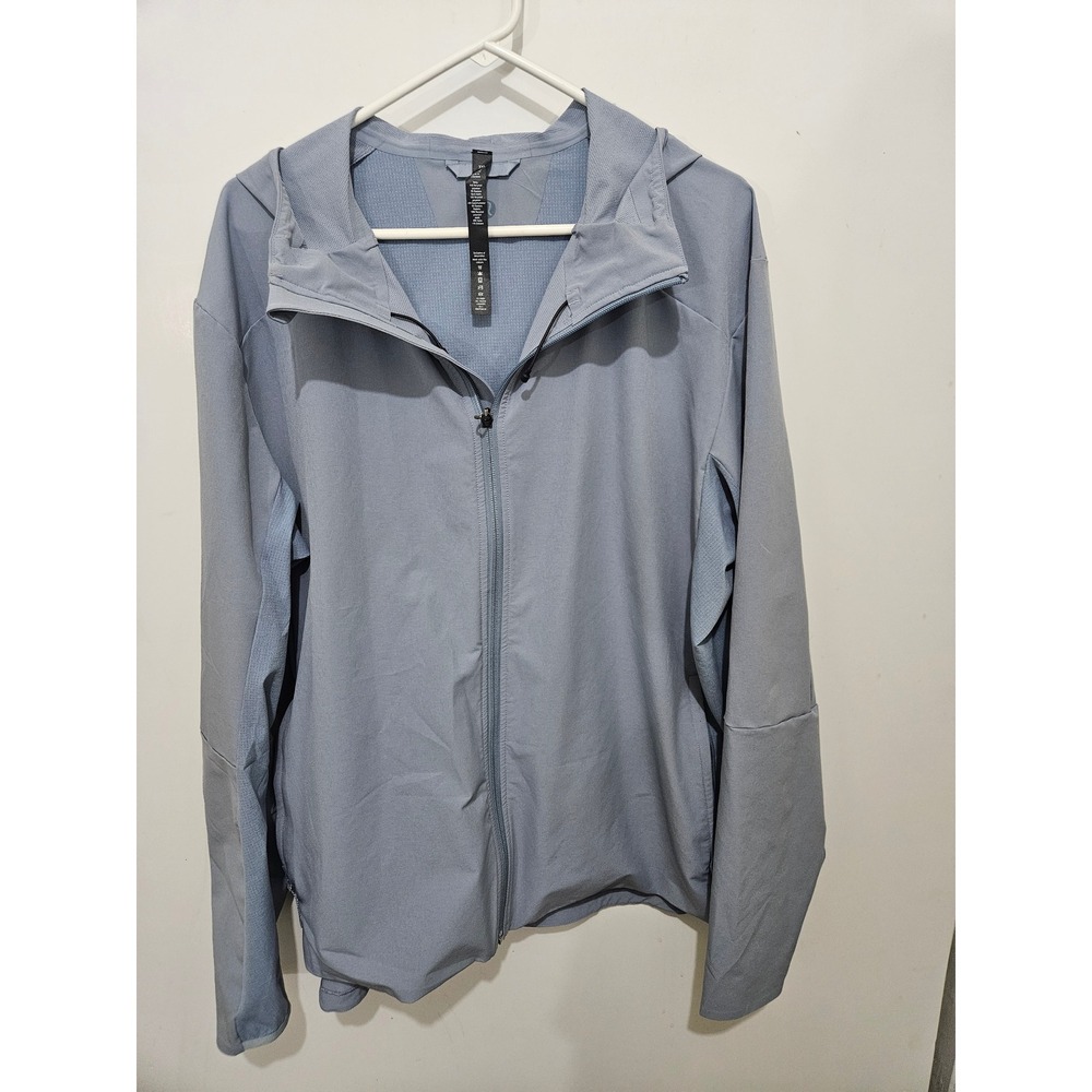 Lululemon Fast and Free Windbreaker Jacket Mens 3XL Blue Grey LM4AHDS Hooded Zip
